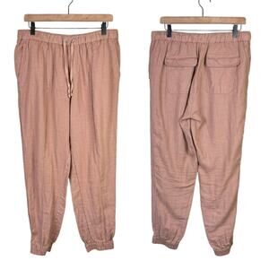 Cynthia Rowley 100% Linen Tan Pull On Cropped Jogger Pants